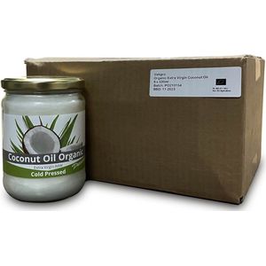 Kokosolie E.V. koud geperst 6 x 500 Gram Etiket - Biologisch