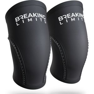 Breaking Limits Knee Sleeves Powerlifting – Voor Fitness & Crossfit – Knie Brace – 7MM – Zwart – 2 Stuks – Maat (L)