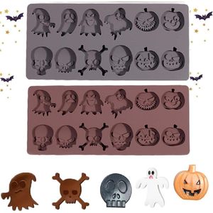 Chocoladevormen Halloween pompoen siliconen vorm 2 stuks 24 bakvormen Geest siliconen chocoladevorm pompoen voor Halloween