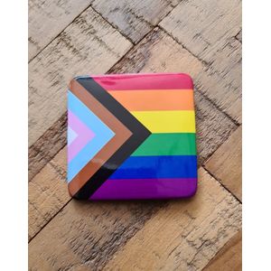 LGBTQ - Vierkante badge LGBTQIA+ 5 x 5 cm (LGBTQIA+, pride, love, LHBTI+, LHBTIQA+, gay, trans, bi, lesbo, homo)