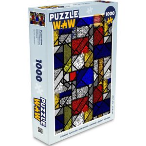 Puzzel Mondriaan - Glas in lood - Oude Meesters - Kunstwerk - Abstract - Schilderij - Legpuzzel - Puzzel 1000 stukjes volwassenen