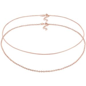 Elli Dames Halsketting dames choker slangenketting ankerketting basic in 925 sterling zilver roségoud verguld