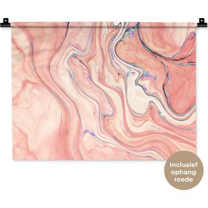 Wandkleed Marmerstructuur - Marmer in pastel zalmroze Wandkleed katoen 60x45 cm - Wandtapijt met foto