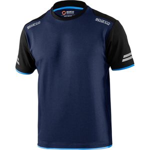 Sparco TECH T-Shirt - Stijlvol en veilig - Marineblauw/Blauw - Maat S