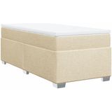 vidaXL - Boxspring - met - matras - stof - crèmekleurig - 90x200 - cm