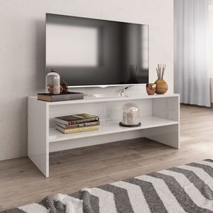 The Living Store Vintage TV-meubel - bewerkt hout - hoogglans wit - 100x40x40cm