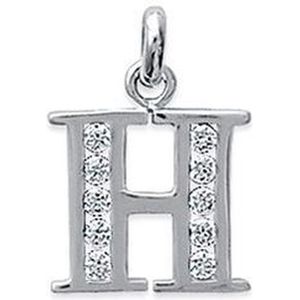 Blinx Jewels Zilveren Hanger Letter H Steentjes