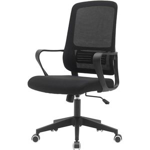 Ergonomische bureaustoel met draaibare wielen - krasbestendige rugleuning - ademende stof - lendensteun - hoogteverstelling 98-108 cm - zwart