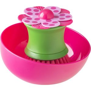 AFWASBORSTEL ROZE MET HOUDER VIGAR 7845