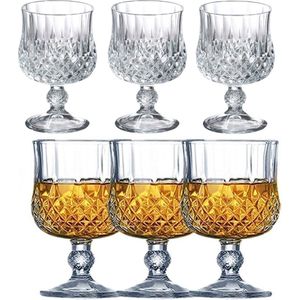 Luxe geslepen glazen op voet -set van 6 - 206 ML - Cocktailglas