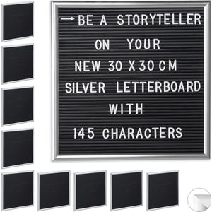 Relaxdays 10x letterbord 30x30 - decoratie - memoboard - letter board - vierkant