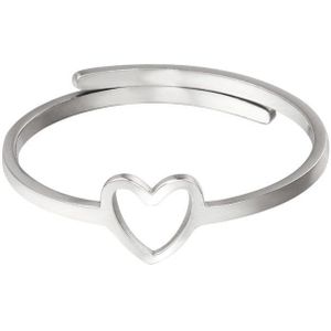 Verstelbare ring open hart - Yehwang - Ring - One size - Zilver