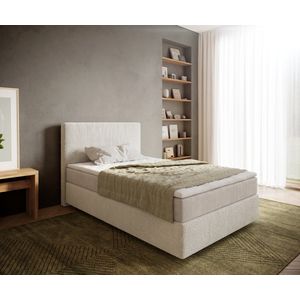 Boxspringbed Dream-Well Bouclé Crème-Wit 120x200 cm met Pocketveringmatras en Topper Visco