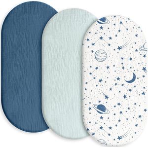 JGS ® Hoogwaardige Mousseline Katoenen Hoeslakens voor Babybedjes en Kinderwagens, Geschikt voor Diverse Matrassen