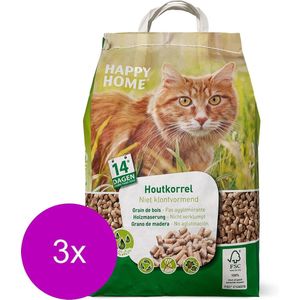 Happy Home Natural Houtkorrel - FSC - Kattenbakvulling - 3 x 10 l 5 kg
