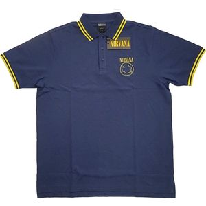 Nirvana - Happy Face Polo shirt - 2XL - Blauw