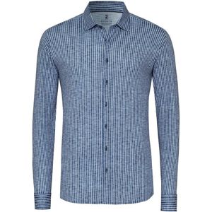 Desoto Shirt Kent Linen Optics Stripes Donkerblauw (navy) - Maat XXL - Heren - Overhemden Formeel