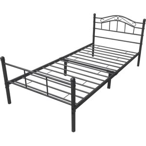 In And OutdoorMatch Metalen bedframe Cheyanne - incl. bedframe Bedbodem - 120x200 cm - Zwart - Staal - Stijlvol design