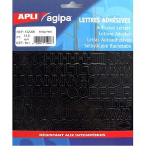 Agipa - etiketten cijfers en letters - letterhoogte 12,5 mm - zwart - 154 letters