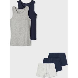 Name it - Ondergoed 2 singlets + 3 boxershorts - Grijs/blauw - Maat 86