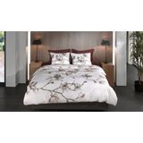 Heckettlane Dekbedovertrek Rio - Bedlinnen met Bloemen print - 240x220 - Wit - Dekbedhoes van 100% Katoen-Clip Sheared