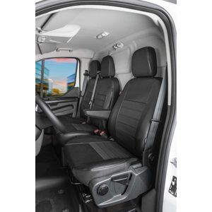 Walser Premium auto stoelhoezen compatibel met VW T5 enkele zit voor en dubbele bank in kunstleder van bouwjaar 2003 - 2015