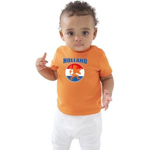 Bellatio Decorations T-shirt - baby/peuters - oranje - Holland met oranje leeuw - Koningsdag 0-3 mnd