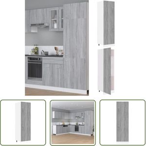 The Living Store Koelkastkast 60x57x207 cm bewerkt hout grijs sonoma eikenkleur - Keuken Kast - Koeling Kast - Opslagkast - Houten Kast - Grijze Kast