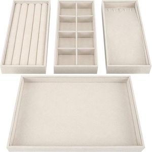 Sieradenhouder Stapelbare Velours Sieraden Organizer Opslag Bakken - Verwijderbare Secties - Kettingen Ringen Armbanden Oorbellen - 353 x 242 cm