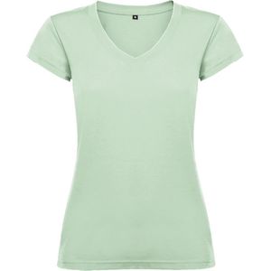Dames V-hals getailleerd t-shirt model Victoria Mist / Zacht Groen maat 3XL
