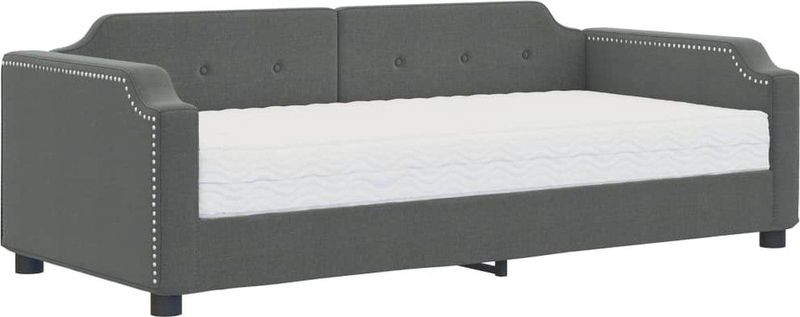 vidaXL - Slaapbank - met - matras - 100x200 - cm - stof - donkergrijs