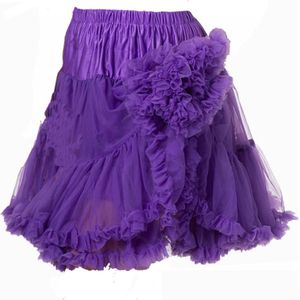 Supervintage supermooie volle zachte petticoat rok paars - XL / 2XL / 3XL - valt op de knie - elastische verstelbare taille - carnaval - feest