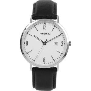 Prisma Slimline  - Horloge P1501 - 40 mm - Leer - Zwart