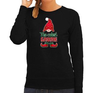 Bellatio Decorations foute kersttrui/sweater dames - Schattigste gnoom - zwart - Kerst kabouter XS