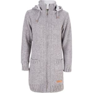 Gebreid Wollen Dames Vest van Schapenwol met Polyester Fleece voering en vaste capuchon - SHAKALOHA - W Brizo ZH Grey L