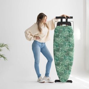Strijkplank 130 x 47 cm natuurlijk hout aluminium beschermers wielen - robuust licht stabiel - in hoogte verstelbaar 98 cm Strijkplank