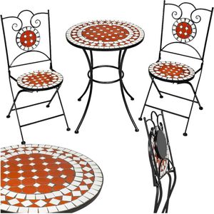 Tectake Bistro set mozaïek tuinmeubel set 2 stoelen + tafel Ø 60 cm