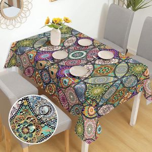 Rechthoekige boho-tuintafelkleden voor buitengebruik, bohemien, vlekbescherming, gemakkelijk in onderhoud, wasbaar, vuilafstotend, voor de keuken, eettafel, salontafel, feestjes, diner.