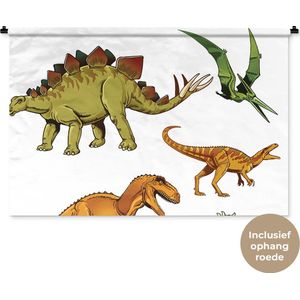 Wandkleed - Wanddoek - Dinosaurus - Tekening - Kinderen - Jongens - Kinderen - 150x100 cm - Wandtapijt