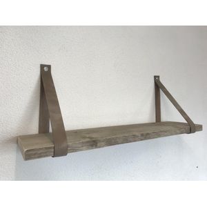 leren plankdragers taupe. Plankendragers Echt taupe leer – Perfect voor steigerhouten planken – Set van 2 Echt lederen plankendragers