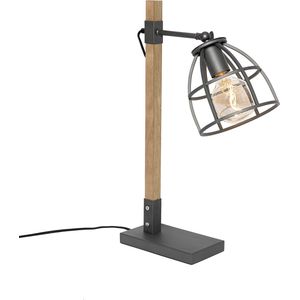 QAZQA arthur - Industriele Tafellamp - 1 lichts - H 56.5 cm - Donkergrijs - Industrieel - Woonkamer | Slaapkamer | Keuken