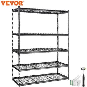 Vevor -Stelling - Stellingkast - Kantoorkast - Opbergkast - Stevige Opslag Kast - 5 Laags Stelling - Gaas - 152Cm x 61Cm x 198Cm - Metaal - Zwart