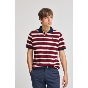Bordeauxrode polo Génova met strepen en geborduurd monogram