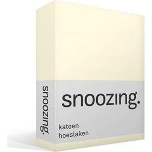 Snoozing - Katoen - Hoeslaken - Eenpersoons - 90x200 cm - Ivoor