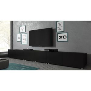 Meubella - TV-Meubel Calgary - Mat Zwart - 300 cm (2x 150) - Staand of Hangend