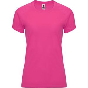 Fluorescent Donkerroze dames sportshirt korte mouwen Bahrain merk Roly maat XXL