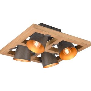 LED Plafondspot - Torna Bimm - E14 Fitting - 4-lichts - Rond - Antiek Nikkel - Aluminium