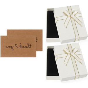 Sieradengeschenkdoosjes - 2 stuks - 9x7x3 cm - Verjaardag en trouwdag - Beige