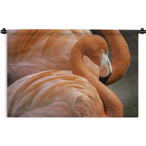 Wandkleed Flamingo  - Twee flamingo's die naast elkaar staan Wandkleed katoen 120x80 cm - Wandtapijt met foto
