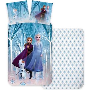 Disney Frozen Dekbedovertrek Blauw – 140 X 200 Cm – Katoen – 70 X 90 Cm - Elsa en Anna Beddengoed